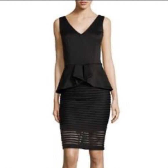 Bisou Bisou Women's Black Peplum Knee Length Dress Size 16 Party - Picture 1 of 7